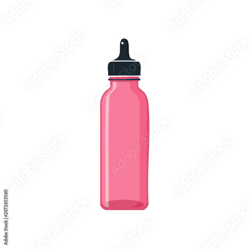 Pink perfume bottle with black cap vector