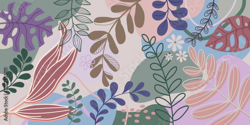 Spring background with beautiful. flower background for design. Colorful background with tropical plants.