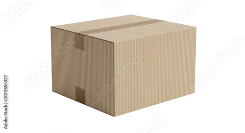 Brown cardboard box for shipping and delivery isolated on transparent background