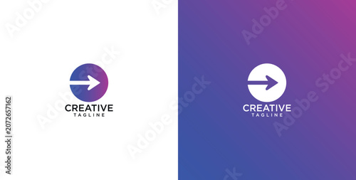 Bild auf Leinwand Modern Abstract Arrow Circle Logo Design Template for Corporate Brand Identity a