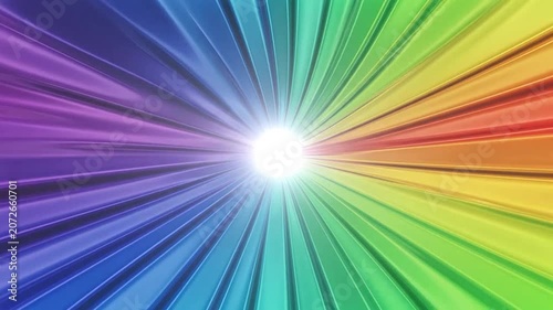 Vibrant rainbow spectrum rays burst from the center creating a colorful