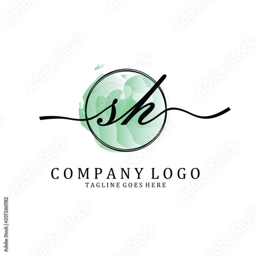 Hand Write S and H logo design