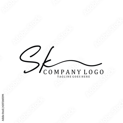 Hand Write S and K logo design