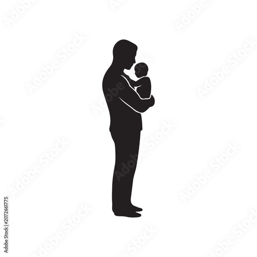 Father holding his child  silhouette icon vector flat design
