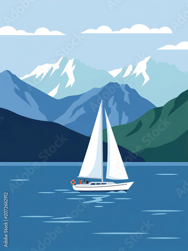  Summer leisure activity and marine travel concept. Outdoor adventure with scenic nature view.