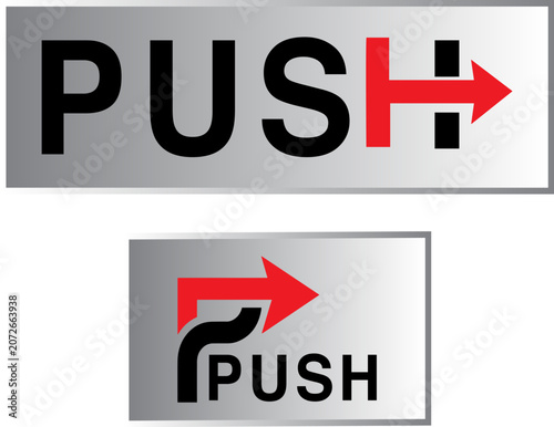 Push  Sign Design Vector Set with Red Arrow Directional Icons