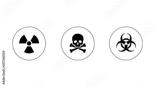 Skull and Crossbones Icon in Circular Emblem Style for Toxic Hazard Safety Concept Featuring Bones, Toxicity, Poison
