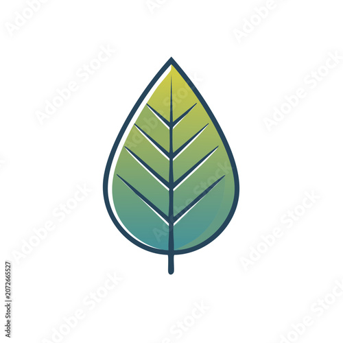 Flat vector leaf with gradient colors