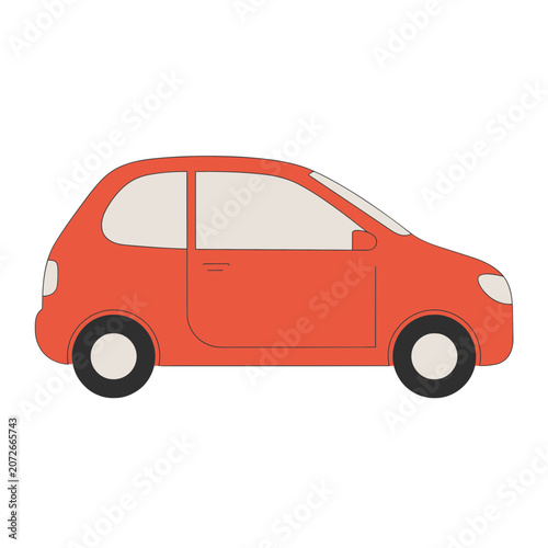 Red car flat vector illustration side view