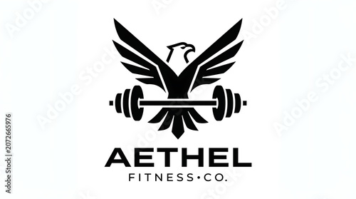 Aethel Fitness Co. Logo with Eagle and Dumbbell.