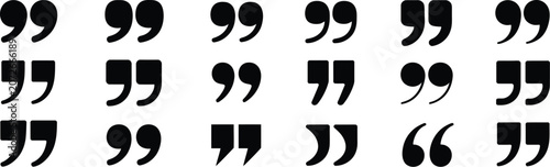 Fotografie Quote mark icon set, quotation punctuation symbols for editorial content speech bubbles typography and text presentation