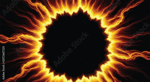 Solar Flare, Sunburst, Fire Explosion, Black Hole, Vector Graphic
