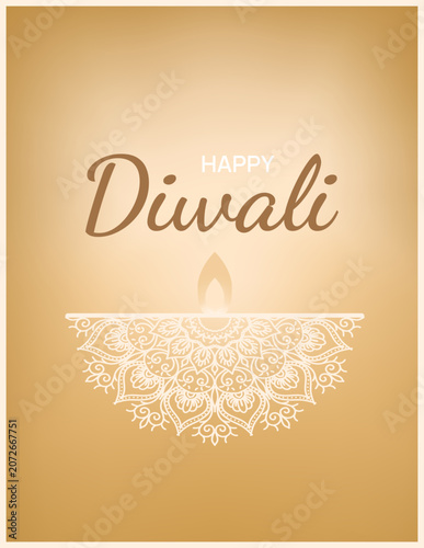 Golden luxury Happy Diwali abstract floral ornament mandala background. Banner design for Hindu Festival of Lights