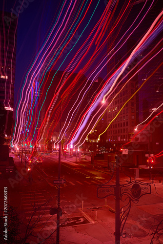 Obraz na plátně Cityscape of downtown Denver at night