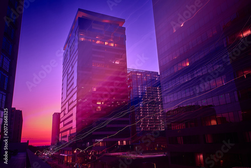 Obraz na plátně Cityscape of downtown Denver at night