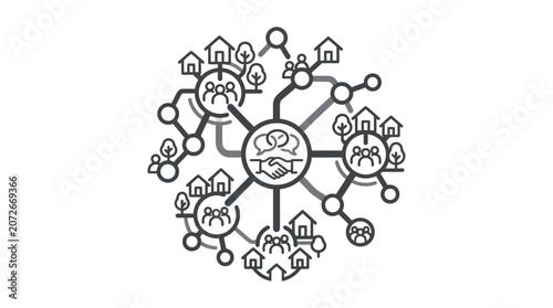 Handshake central to a large community and housing network.