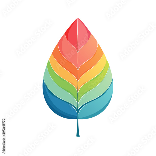 Rainbow Gradient Leaf Vector Illustration