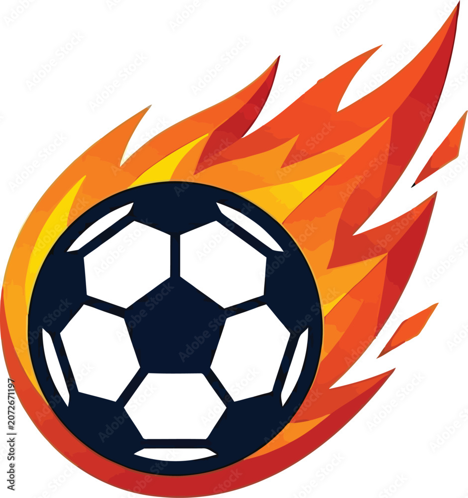 Fototapeta premium soccer ball in fire