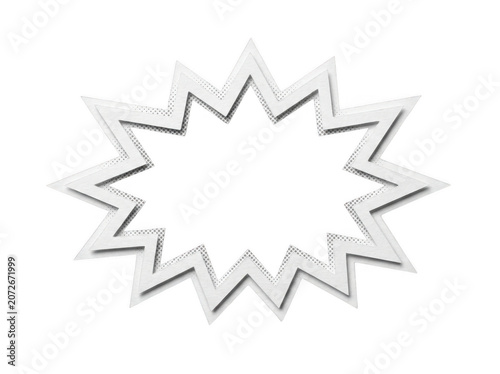 Explosion shape speech bubble with textured center and glossy border isolated on transparent background