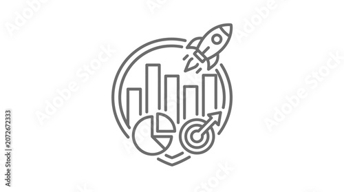 Obraz na płótnie Business startup launch and growth target rocket icon.