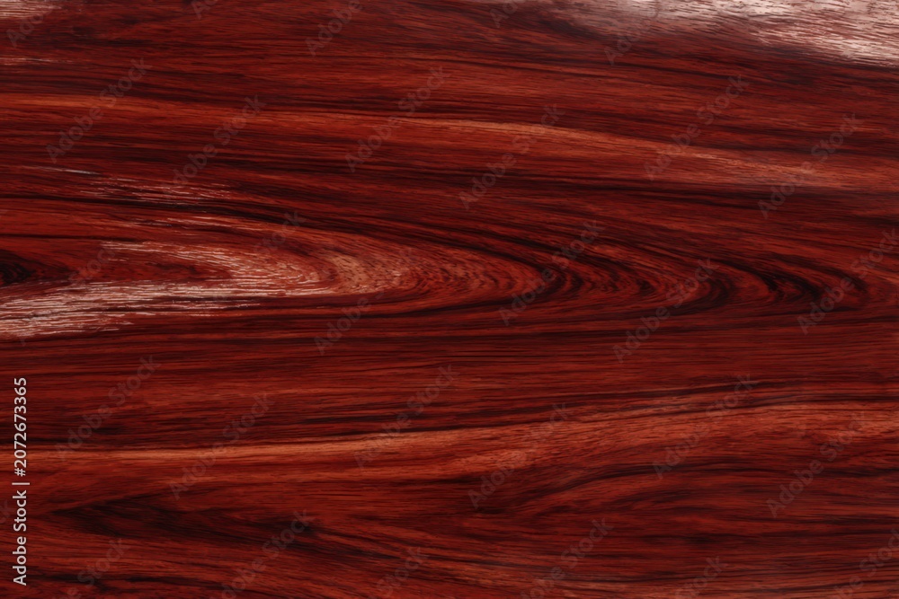 Fototapeta premium Polished Rosewood Mahogany Grain Texture Close Up Reddish Brown Flowing Pattern Luxury Furniture