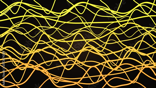 Abstract Golden Orange Neon Wave Background with Dynamic Glowing Lines