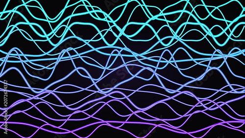 Abstract Blue Neon Wave Network with Glowing Cyan Curves