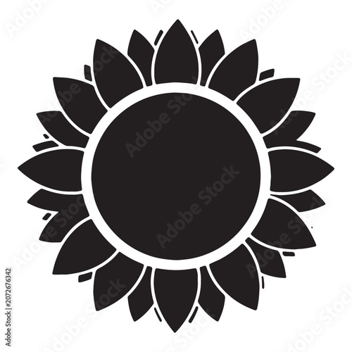 Stylized sunflower silhouette radiates positivity with bold petals