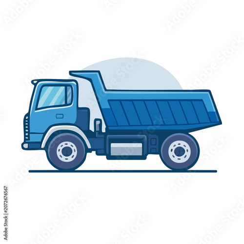 Blue delivery truck flat illustration