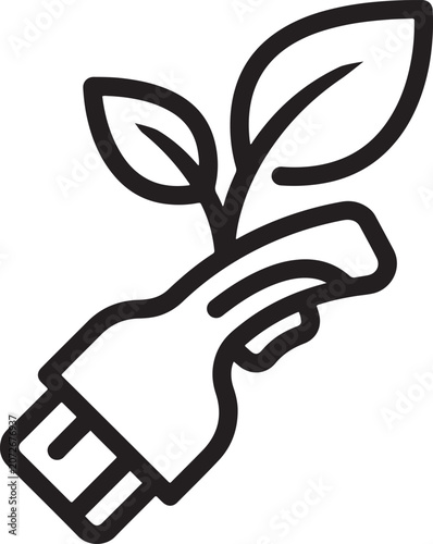 Eco Friendly Plant Growth Icon – Hand Holding Sprout Leaf Vector Illustration