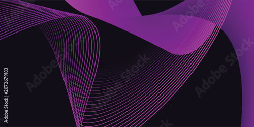 Abstract Purple Neon Wave Lines Background with Futuristic Flowing Curves