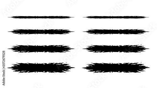 Bild auf Leinwand Brush Stroke Lines Set of Eight Horizontal Grunge Texture Strokes for Abstract D