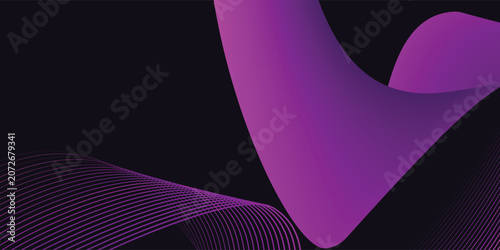 Abstract Purple Neon Wave Lines Background with Futuristic Flowing Curves
