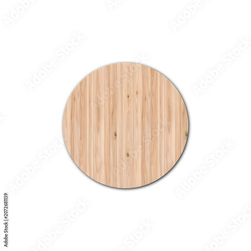 Circle Light Pine Wood Plate Isolated on Transparent Background, Round Wooden Platter Texture, Vertical Grain Cutting Board Mockup