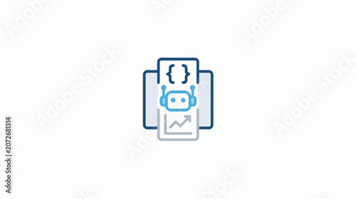 Software Coding Braces in Blue Halftone Dotted Style
