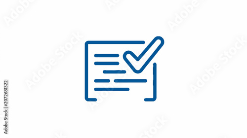 Checkmark and Document Icon in Blue Halftone Dotted Pattern