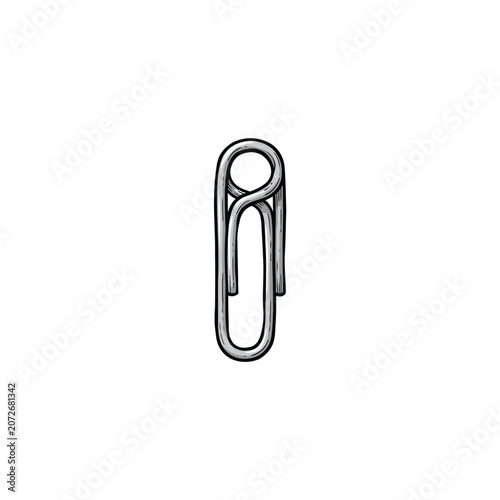 Classic Steel Paper Clip With Rounded Loop And Dual Curved Prongs For Document Fastening And Office Use Vector Illustration