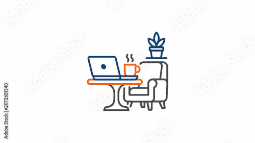 Potted Plant Minimalist Halftone Pattern Decoration