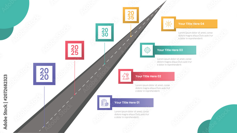 Obraz premium Sustainability roadmap infographic template banner with 3d road way perspective with standing line square checkpoint for slide presentation