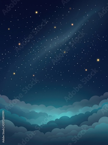 An enchanting view of deep blue starry night sky over soft glowing clouds in image_1.png