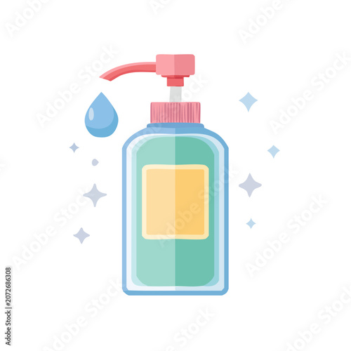 Flat vector illustration of a water bottle with splash