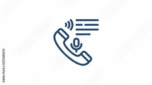 Audio speaker and signal bars in blue halftone dot design