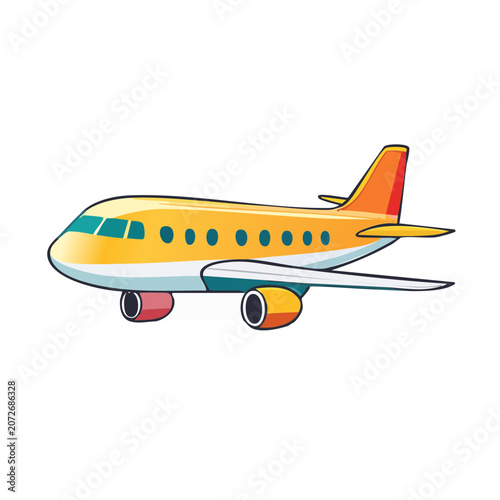 Flat vector illustration of a yellow school bus