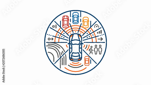 Abstract Data Visualization Dials with Dotted Icons