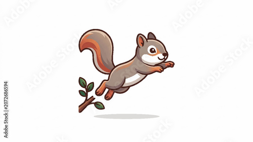 Charming halftone squirrel with a large fluffy tail