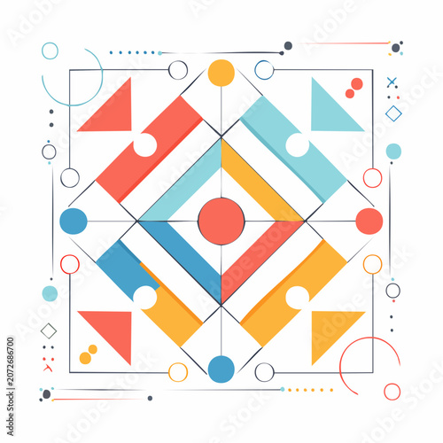 Abstract Geometric Pattern with Circles and Triangles