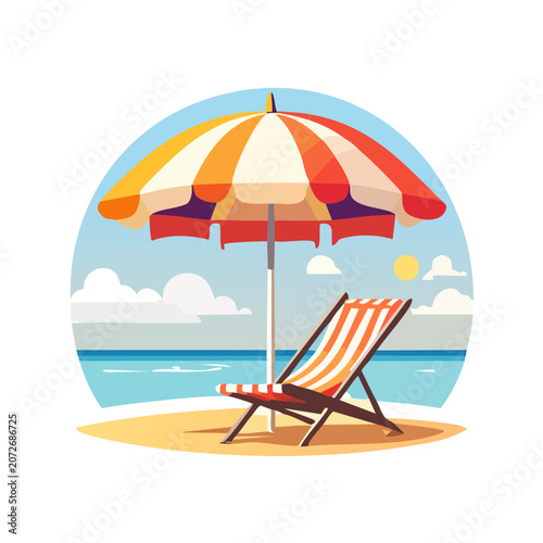 Beach chair and umbrella illustration