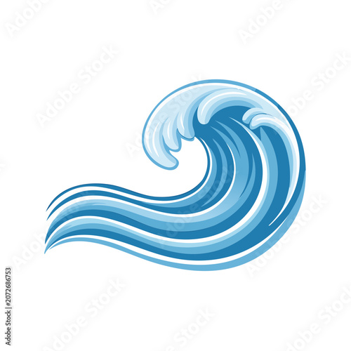 Blue Ocean Wave Vector Illustration