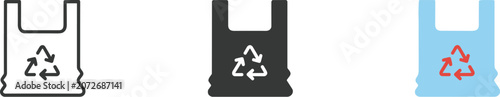 Photos Three distinct shopping bag icons with recycling symbols clearly visible on thei