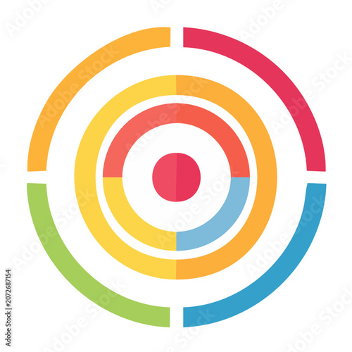 Flat design concentric circles infographic element